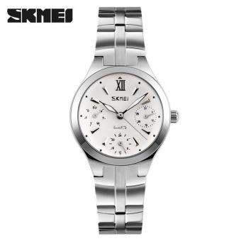 SKMEI merek menonton 9132 perempuan kalender secara lengkap 30M tahan air gaun Stainless Steel Band Lady jam tangan yang  