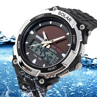 SKMEI merek Watch Solar energi pria olahraga LED Digital kuarsa Dual layar militer Outdoor Relogio jam tangan 1049 - intl  