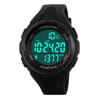 SKMEI S-Shock Pedometer Sport Watch Water Resistant 50m - DG1108S - Black  