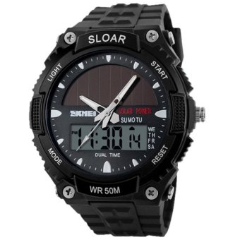 SKMEI SOLAR POWER LED Digital Quartz Watch 5ATM WaterproofQuakeproof Outdoor Sport watches Military Watch 1049 Black(Not Specified)(OVERSEAS) - intl  