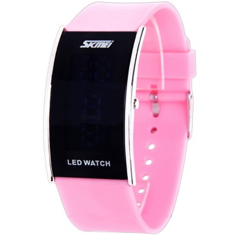 SKMEI Unisex LED Digital Sport Watch Blue Light Silicone Band Wristwatch Pink - Intl  