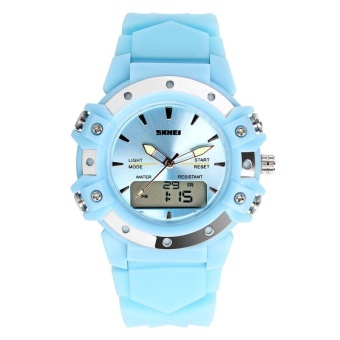 SKMEI Unisex Sport Waterproof Rubber Strap Wrist Watch -Blue 0821  