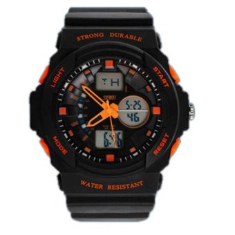 Skmei Watches Men Luxury Brand Outdoor Sports Watch MilitaryWristwatches 2 Time Zone Digital LED quartz watches waterresistance 0955 Orange - intl  