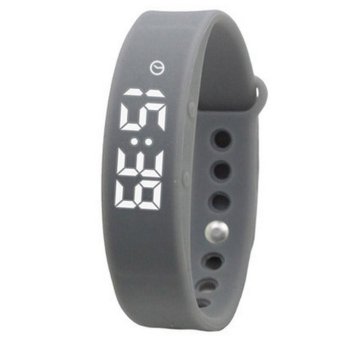 SKMEI Woman Sports Watch Smart Bracelet Calorie Alarm Sleeping Monitoring Pedometer Thermometer Wristband Digital Wristwatches W05 - Grey - intl  
