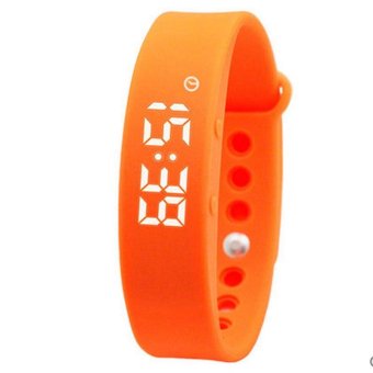 SKMEI Woman Sports Watch Smart Bracelet Calorie Alarm Sleeping Monitoring Pedometer Thermometer Wristband Digital Wristwatches W05 - Orange - intl  
