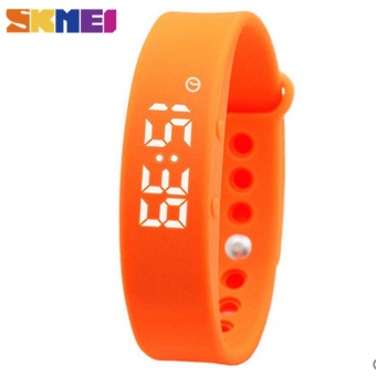 Skmei Women LED Sports Bracelet Smart Watch 3D Pedometer Health Monitoring Smart Digital Watch Sleep Quality Temperature Monitoring - Orange - intl  