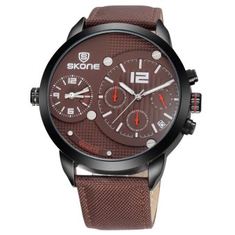 SKONE Brand Fashion Men's Multi-function Quartz Sport Wristwatches New Design Dial 383303(Coffee) - intl  