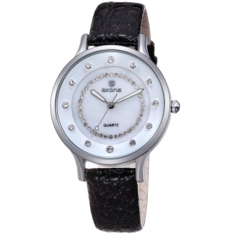 SKONE Brand Fashion Women Watch Rhinestone Genuin Leather Strap Watches Quartz Watch - intl  