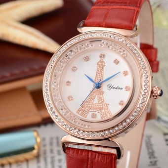 SOBUY Authentic Korean brand watches quartz Diamond Ladies Watch waterproof leather belt watch one generation wholesale (Rose Gold)  