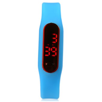 Sport Men and Women Digital LED Watch Luminous Display Calendar Silicone Band Wristwatch (BLUE)  