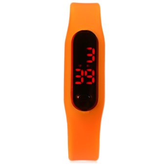 Sport Men and Women Digital LED Watch Luminous Display Calendar Silicone Band Wristwatch (ORANGE)  