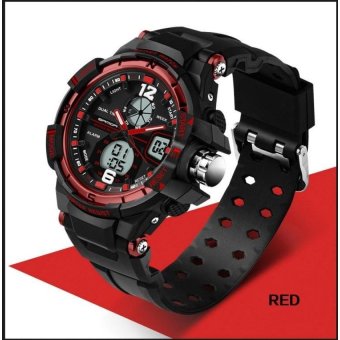 Sport Super Cool Mens Quartz Digital Watch Men Watches LuxuryBrand LED Military Waterproof Wristwatches Sports Watches (Red) - intl  
