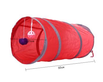 Gambar svoovs Collapsible Cat Tunnel Toy With Balls For Pet Play 19.7x9.8Inch, Red