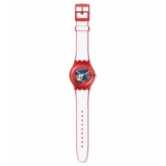 SWATCH SUOR102 - Clownfish Red - Jam Tangan Wanita - Bahan Tali Silikon - Putih - Frame Merah  