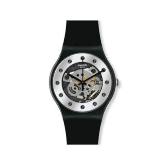 Swatch Unisex SUOZ147 Silver Glam Analog Display Quartz Black Watch - intl  