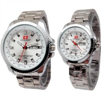 Swiss Army Couple - Jam Tangan Couple - Silver Stainless - Dial Putih - SA X008871009  