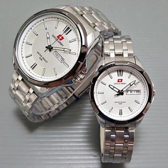 Swiss Army - Jam Tangan Couple - Stainless Steel - SA 1234 Silver White Couple  