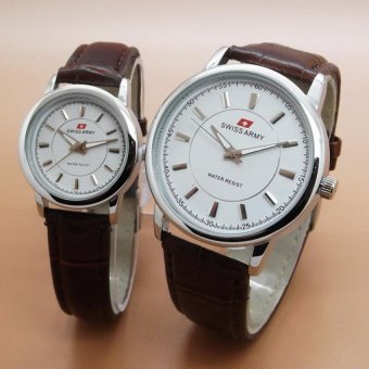 Swiss Army - Jam Tangan Couple - Strap Kulit Coklat SA100TH