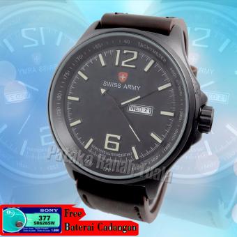 Swiss Army - jam tangan pria-1062- Tali Kulit- Hitam  