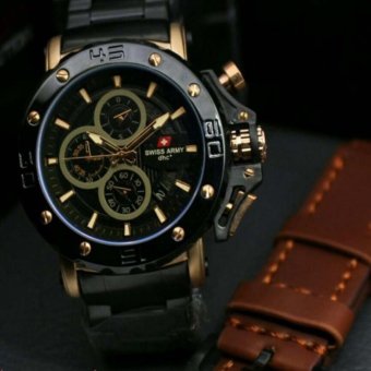 SWISS ARMY JAM TANGAN PRIA CHRONO AKTIF FREE ( B0X & TALI KULIT ) - ROSE