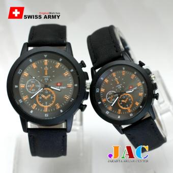 Swiss Army Jam Tangan Pria Dan Wanita ( Couple ) - SA 01JAC01 - Jam Tangan Kasual - Tali Kulit  