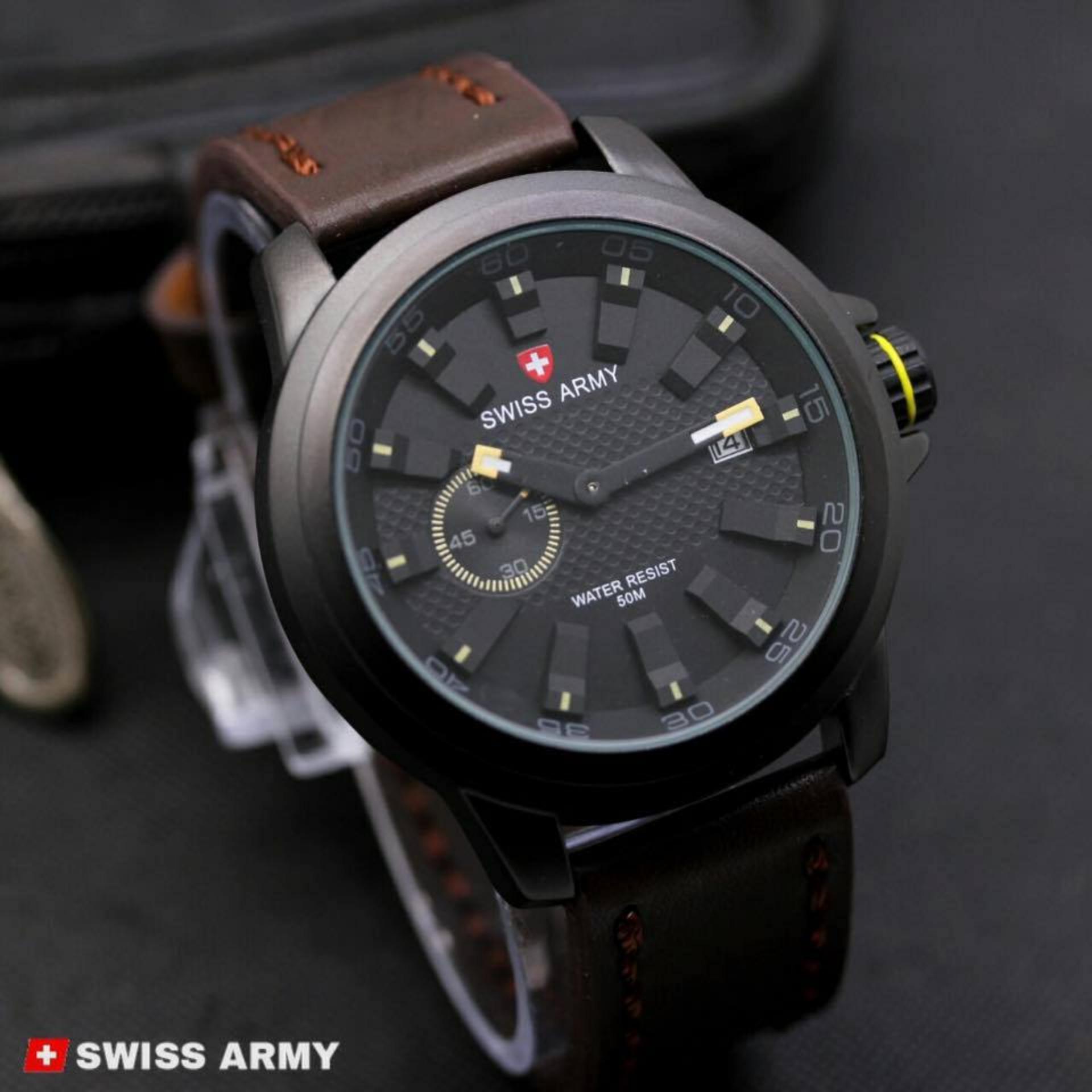 Swiss Army Jam Tangan Pria Leather Strap Sa 4050 Coklat Muda Timberland Hitam 14810jsu12 099 Ad