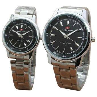 Swiss Army Pasangan Atau Couple - Jam Tangan Pria Dan Wanita - Hitam - Stainless steel - TW 0285  