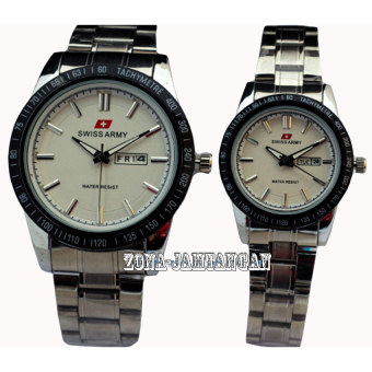 Swiss Army - SA6111C - Jam Tangan Couple - Stainless - Silver Plat Putih  