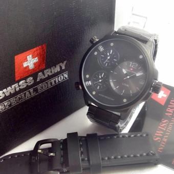 Swiss Army Triple Time original - Jam Tangan Pria - Leather Strap - SA 5133  