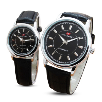 Swiss Army Women's - Jam Tangan Wanita - SA 3096 Leather Black Strap - Stainless Steel  