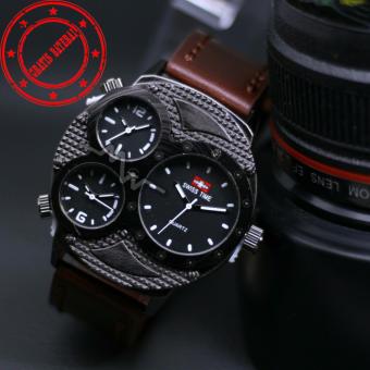Swiss Time Dual Time - Jam Tangan Pria - Leather Strap -ST566a-MW  