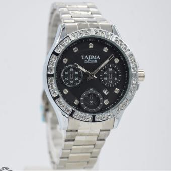 Tajima 3812MS Jam Tangan Wanita - Stainless Steel (Silver Dalam Hitam)  