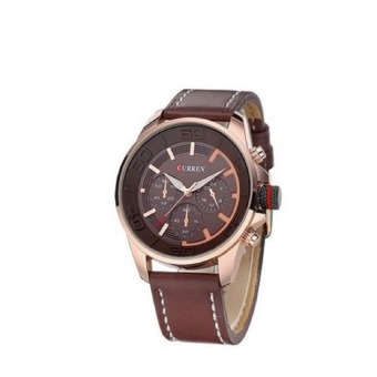 Thinch Men’s Luxury Multifunction Three Sub Dials Business Steel Band Wrist Watch (Brown)  