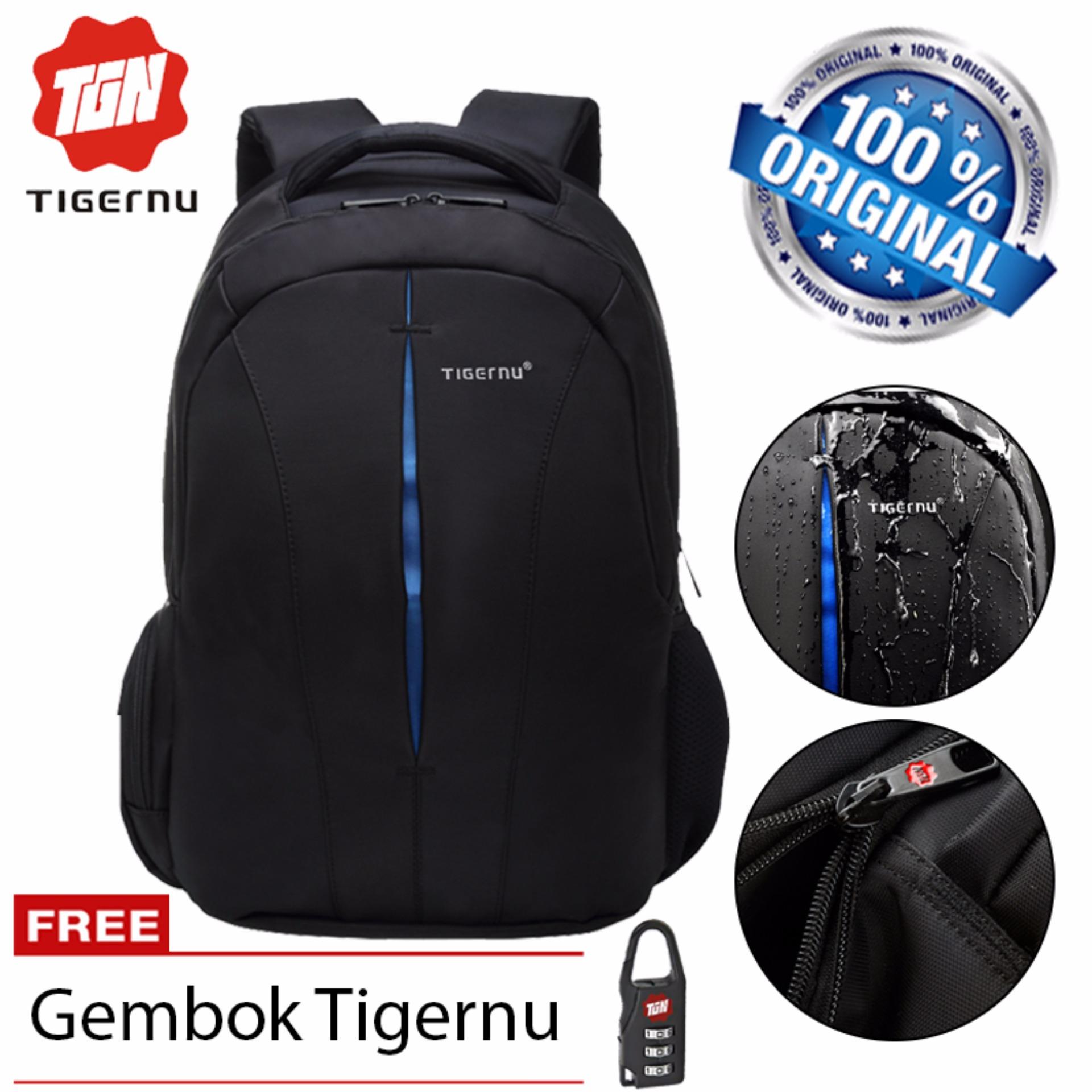 Tigernu Tas Ransel Laptop Anti Theft Waterproof Backpack For Notebook Up To 15.6 Inch - Black Blue