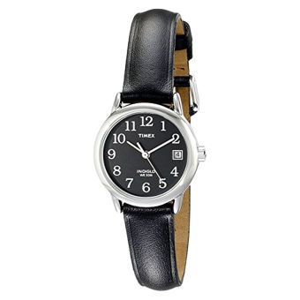 Timex Women's T2N525 Easy Reader Silver-Tone Brass Watch with Black Leather Band - Intl  