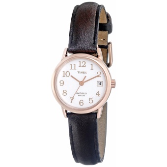 Timex Women's T2P5649J Indiglo Leather Strap Watch, Dark Brown/Rose Gold-Tone - intl  