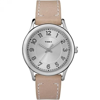 Timex Womens TW2R23200 New England Sand/Silver Leather Strap Watch  