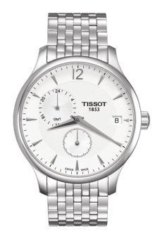 TISSOT Tradition GMT Jam Tangan Pria T0636391103700 - Stainless Steel - Silver  