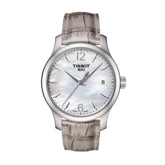 Tissot Tradition Mother of Pear Dial Grey Leather Ladies Watch T0632101711700 - intl  