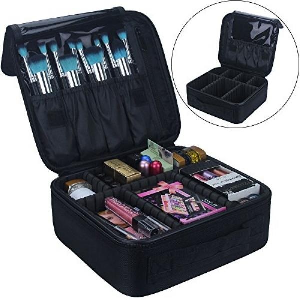 Travel Car Kit Roda Case Travelmall Makeup Kosmetik Case Organizer Portable Artist Storage Bag 10.3 dengan Adjustable Pembagi untuk Kosmetik Makeup Brushes Toiletry Perhiasan Digital Aksesoris Hitam-Intl