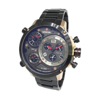 Triple 8 Collection - Expedition Triple Time 6706MTBBRBA - Jam Tangan Pria - Black Rose Gold  