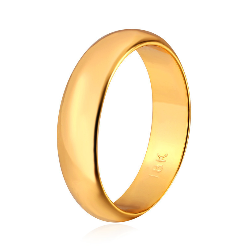 ... U7 18 KB Nyata Emas Berlapis Dua Cincin Dengan Band Sederhana 18 KB Cap Fashion Wanita ...