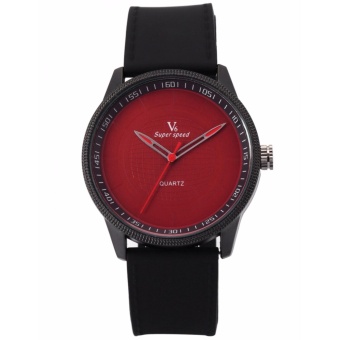 Unisex Quartz Analog Red Dial Black Band Wrist Watch WAA973 - intl  