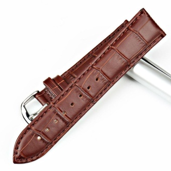 Universal Bamboo Joint Calfskin Leather Watch Band Strap for Man and Woman - Dark Brown / Width 14mm - intl  