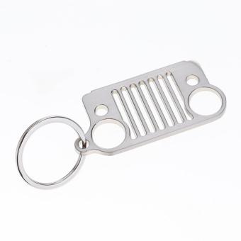 Vanker-stylish Tahan Lama Laser-Cut 304 Stainless Steel Jeep Grille Keychain Pembuka Botol