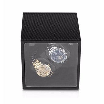 Viiways Automatic Double Watch Winder Storage Display Carbon Fiber Leather Wooden Box - intl  