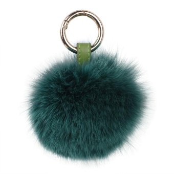 Gambar voovrof Artificial Fox Fur Ball Key Chain for Car Key Ring or Bags with a Gift Box (Blackish Green)   intl
