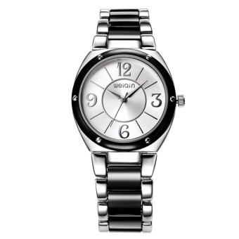 Gambar voovrof WEIQIN White Gold Watch Women Luxury Brand Quartz watch Fashion Ladies Watches Dress Watch Clock reloje s Feminino (SilverBlack)   intl