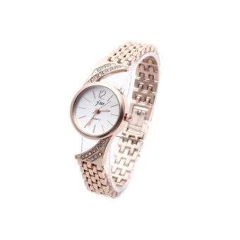 VR_Tech Quartz Wrist Watch Bracelet Round White Dial Alloy Band Women - intl  