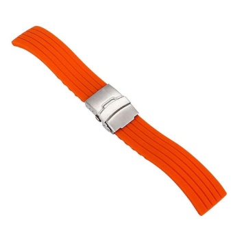 Waterproof Rubber Silicone Sports Tire Grain Watchband Strap - Orange 18mm - intl  